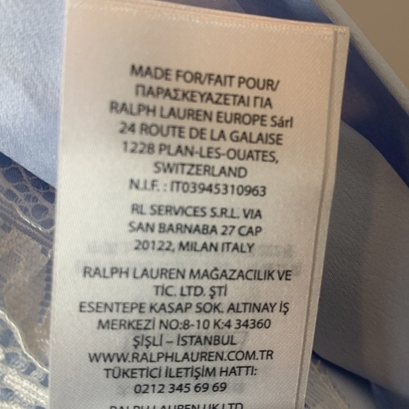 Ralph Lauren Robe Short Wrap Blue Lace Trimmed Size Small New - Picture 8 of 8